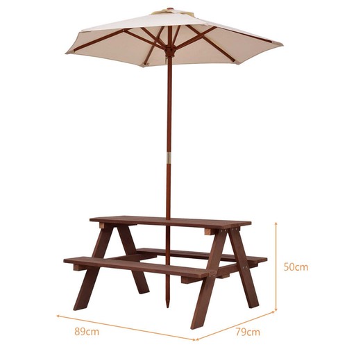 NNECW 3 in 1 Kids Picnic Table with Removable Umbrella for Garden/ Yard - 第 4/9 張圖片