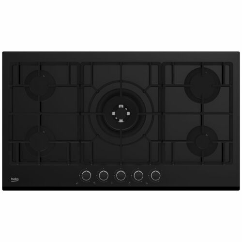 NEW Beko 90cm Black Tempered Glass Gas Cooktop BCT90GG1 - Picture 1 of 7