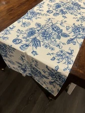 Blue and White Floral Table Runner (13 x 72 inches)