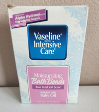 NOS Vaseline Intensive Care Moisturizing Bath Beads Rose Petal Soft 15oz