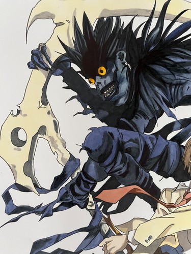 DEATH NOTE Alcohol Marker Illustration,Light Yagami and Ryuk ANIME DRAWING PRINT - Picture 3 of 7