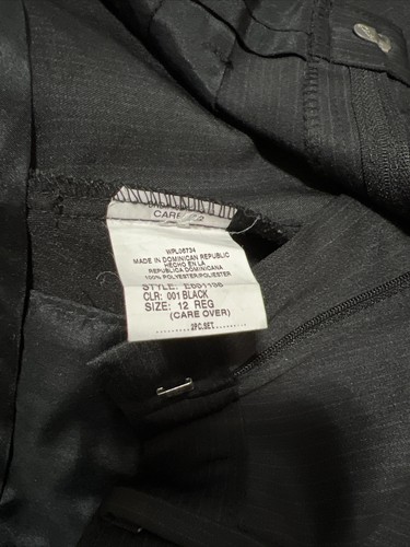 PERRY ELLIS Size 12 Black Pinstripe Suit Set Jacket Pants Outfit Holiday Boys - Picture 6 of 8
