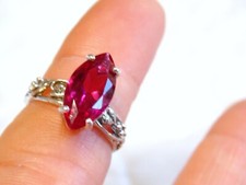 Red Lab Ruby Size 7 Ring 925 Sterling Silver Grapevine 3ct MQ USA Made