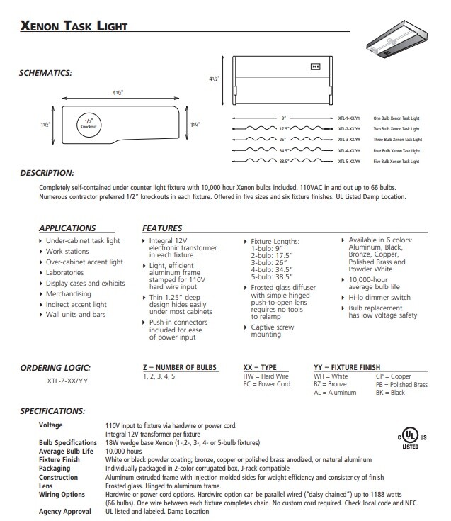 National Specialty XTL5HW/BZ Xenon Under Light 38.5 in Bronze