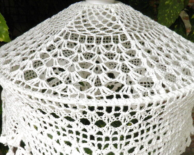 PLAFONNIER LUstre SUSPENSION CROCHET MAIN ARTISANAT FRANCAIS 25cm blanc