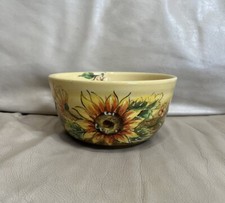 Maxcera Mustard Sunflower Ceramic Soup Salad Ceral Bowl Hand Painted