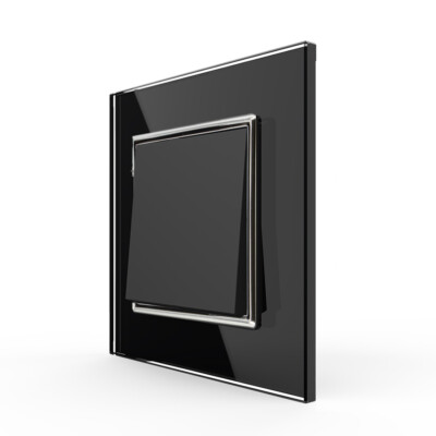 LIVOLO Wechselschalter Lichtschalter Wandschalter Wippe mit Glasrahmen Schwarz
