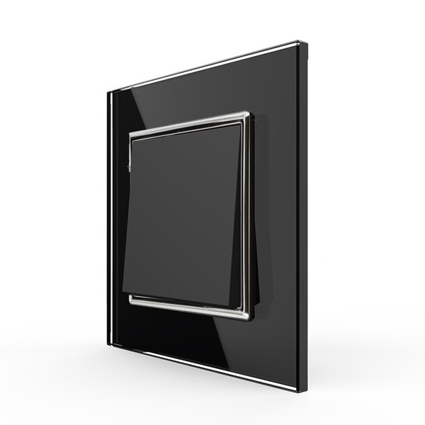 Livolo Wechselschalter Lichtschalter Wandschalter Wippe Kipp Glasrahmen Schwarz-image