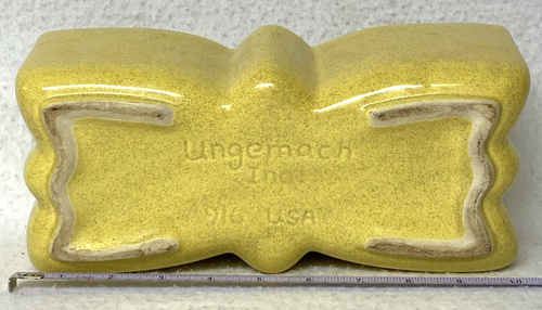 VINTAGE UNGEMACH INC.CERAMIC PLANTER,BROWN MUSTARD YELLOW,916,BOWTIE,GIFT,PROP:) - Picture 3 of 7