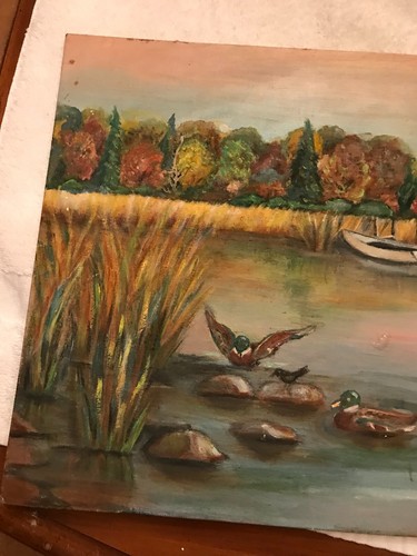 VINTAGE PASINTING DUCKS AND WATER SCENE E.FELLNER - Picture 2 of 6