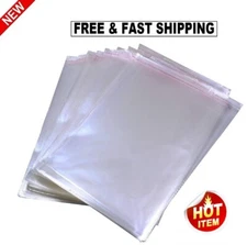 50 Pcs 12x16 Inch Self Seal Clear Cellophane Bags for Packaging Clothing T-shirt