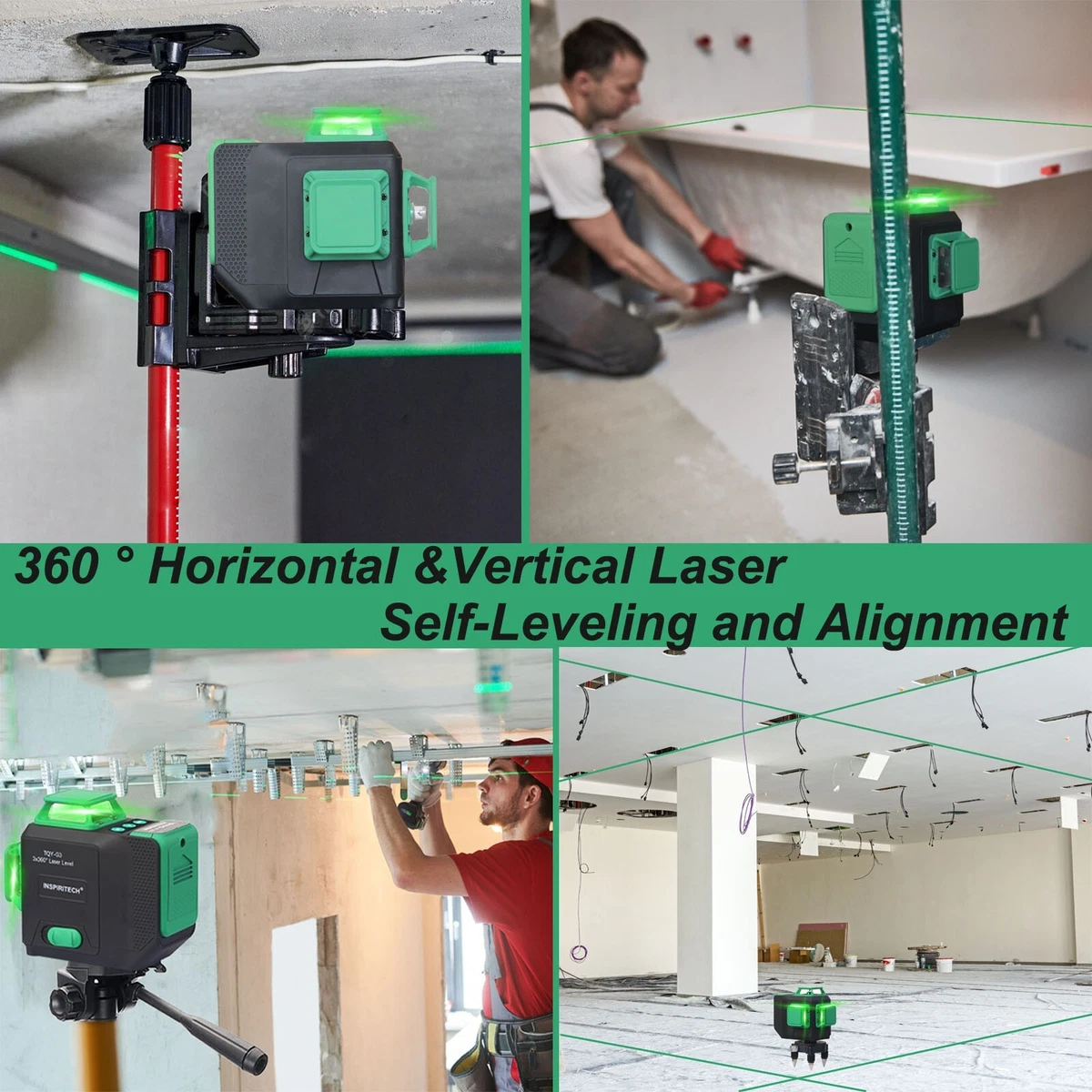 INSPIRITECH Laser Level 3X360 Ceiling grid leveling installation