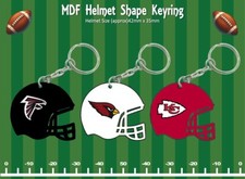 AMERICAN FOOTBALL HELMET SHAPED KEYRING MDF CARDINALS CHIEFS GIANTS FALCONS METS