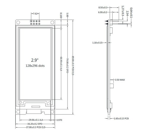 Black 2.9" inch e-Paper Display Module for Arduino,Raspberry Pi - Picture 10 of 14