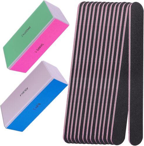 Nail File and Buffer Set, 4 Way Buffers Shine Kit Multicolor