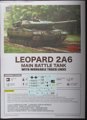 Rye Field 1/35 Scale Leopard 2A6 - Decals from Kit No. 5065