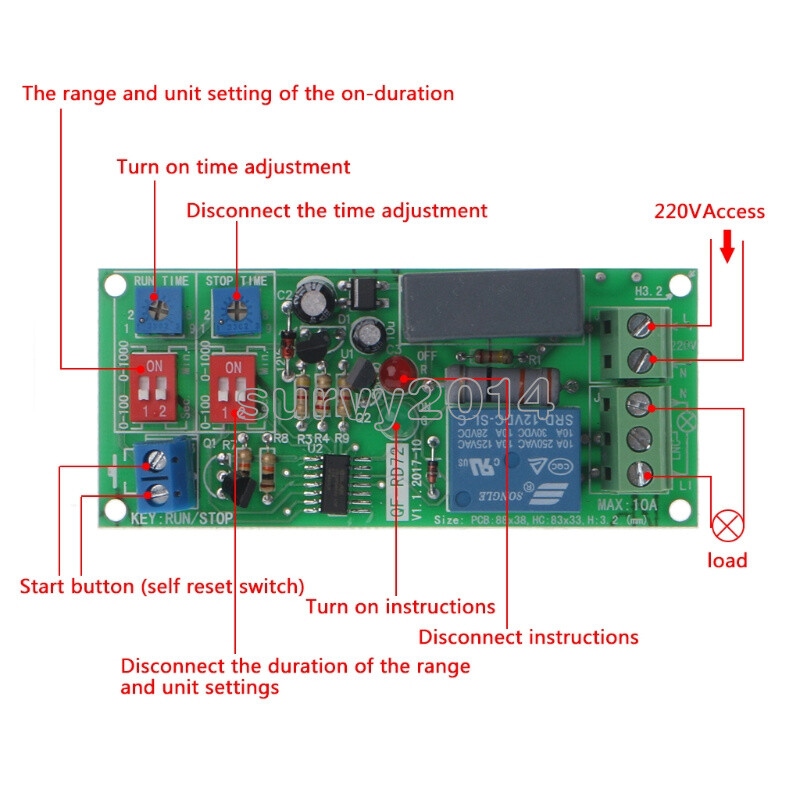 Pötter Time Delay Relays Cycle Delay Timing Timer Relay Switch Turn ON ...