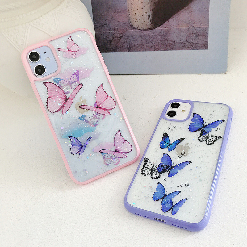 For iPhone 12 11 Pro Max XS XR 7 8 Cute Butterfly Bling