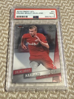 2019-20 Topps Finest UCL Erling Braut Haaland #91 RC Rookie PSA 9 MINT    