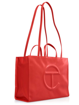 Telfar large Red shopping bag vegan leather tote