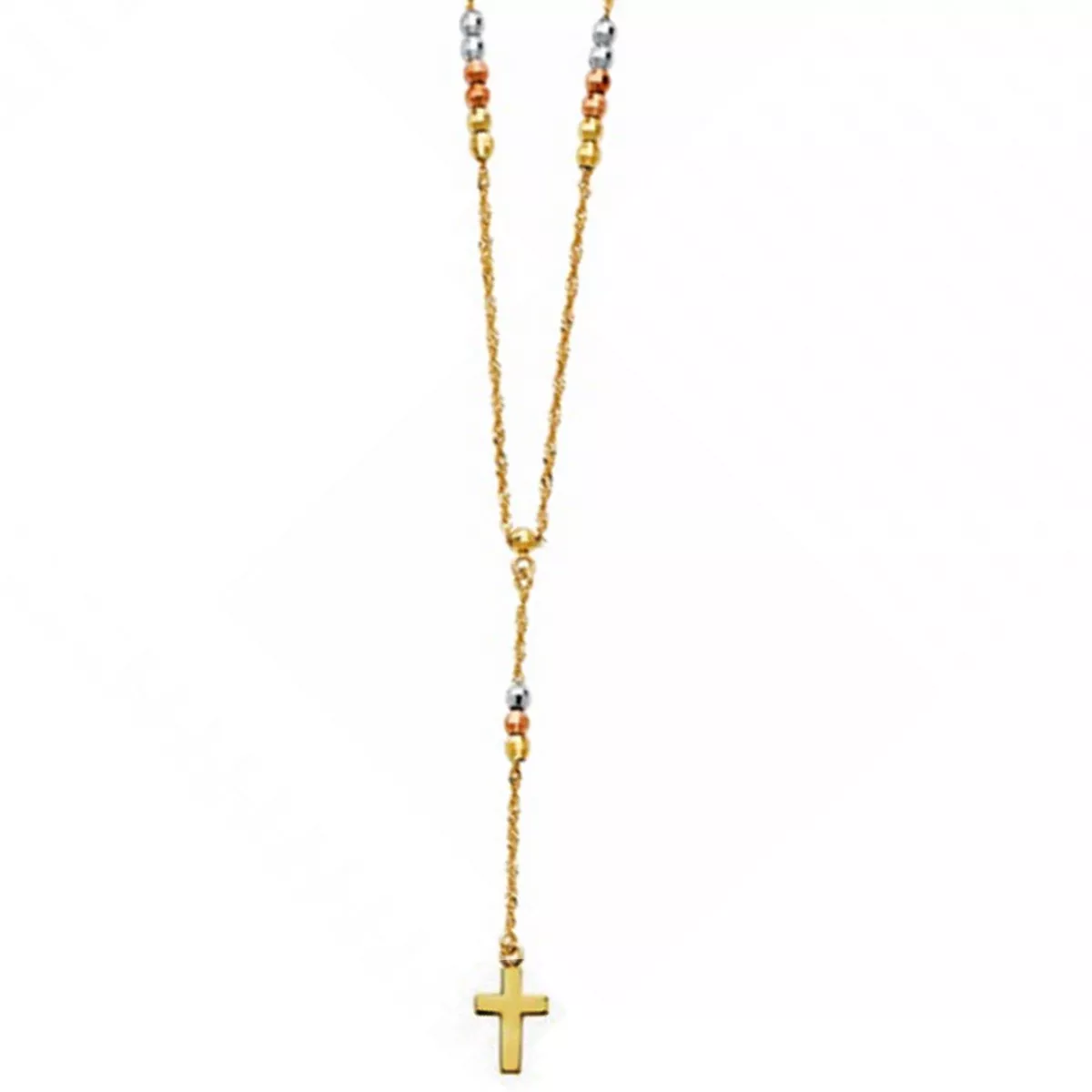 3 tone gold rosary necklace deals