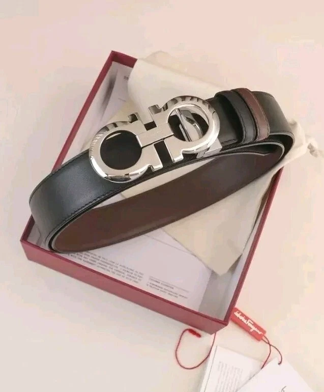 Cintura SALVATORE FERRAGAMO 120cm Reversibile Nero/Marrone *SALDI BLACK FRIDAY - Immagine 2 di 4