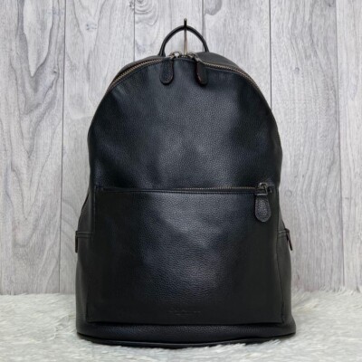 COACH leather embossed logo backpack black stylish popular model