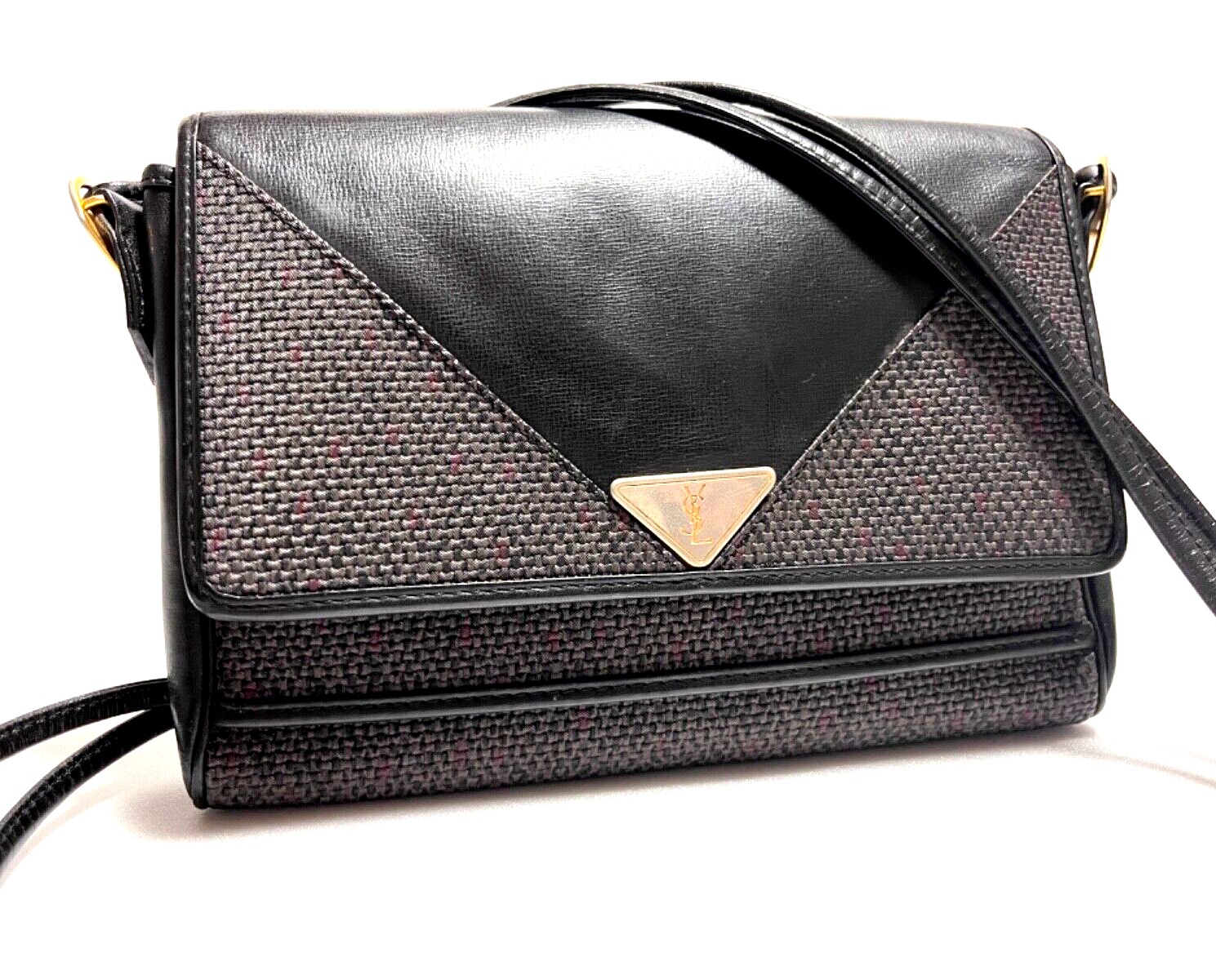 Borsa a tracolla Yves Saint Laurent in pelle nera vintage YSL