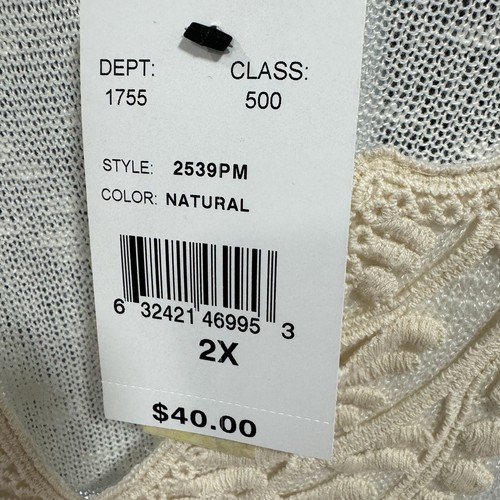 Love Squared women's Poncho Boho Cream Knit sweater 2X - Picture 4 of 9
