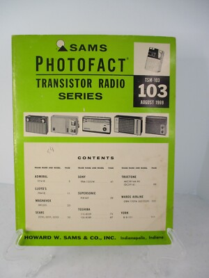 #ad #ad Sams Photofact Transistor Radio Series August 1969 Manual Volume TSM 103 $5.59