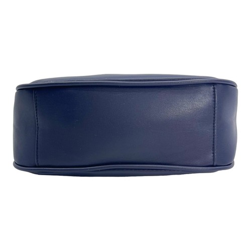 Bolso de hombro de cuero mediano vintage años 80 años 90 minimalista clásico azul marino de lote antiguo - Imagen 12 de 16