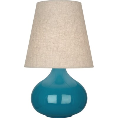 Robert Abbey June 1 Lt Accent Lamp, Peacock Glazed Ceramic , Buff Linen- PC91