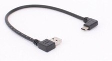 USB-A 3.0 Male to USB-C Male Left Angled Data Charge Cable - 25cm