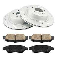 Rear Drilled Slotted Brake Rotors &Pads for Nissan 350Z 2006-2009 370Z 2010-2019