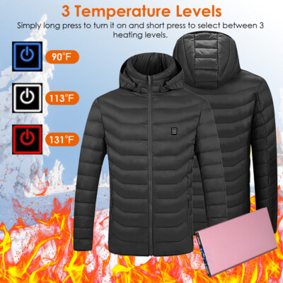 8 Heated Zones Warm Heated Vest with Battery Power Bank Electric Jacket Coat