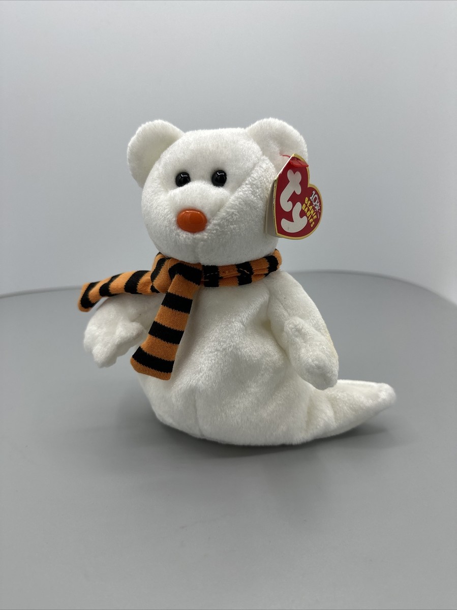 TY Beanie Babies Quivers Stuffed Plush Ghost Bear RARE 2002-2003