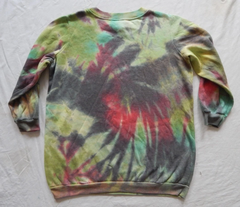 Sudadera Tie Dye Verde Negra Espiral Crew - Mediana Para Hombre Hecha a Mano Foto 2 de 4