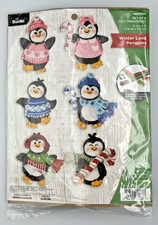 Bucilla Winter Land Penguins Felt Ornament Kit 89668E Embroidery Sequins - NEW