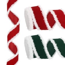 12 Yards x 1.5" Christmas Ribbon, Velvet Ribbons Gift Wrapping Ribbon, Red/Green