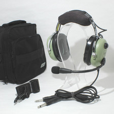 Good David Clark H10-13.4 Dual Plug Green Headband Headsets with Flight Bag