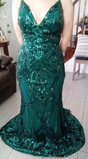Morilee Madeline Gardner Green Sequin Mermaid Long Dress Size 10
