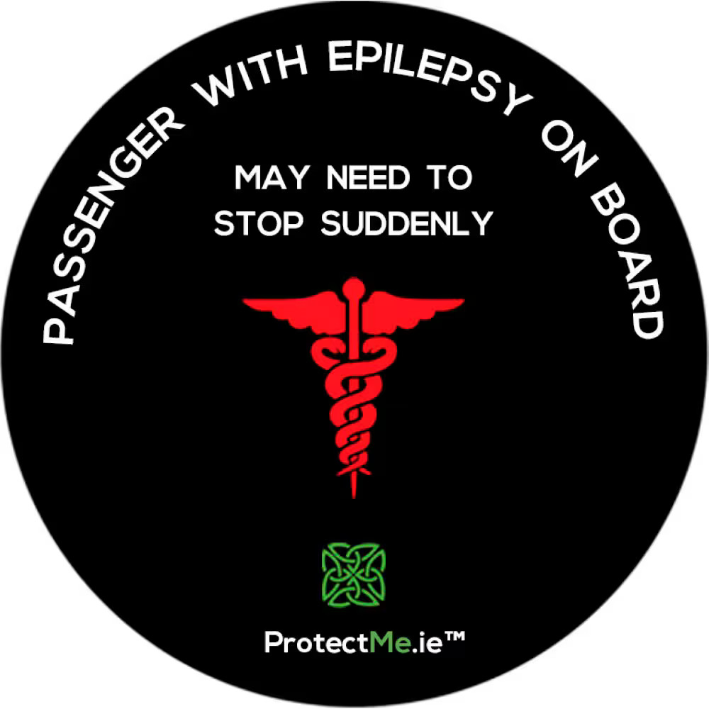 Защити меня - Наклейка на стекло автомобиля пассажира с эпилепсией на борту - Черный