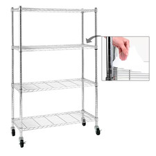 Chrome 4-Tier Rolling Heavy Duty Metal Wire Storage Shelving Unit Caster 1 In. P