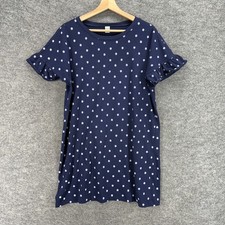 Old Navy Dress Women L Large Blue Floral Shift Short Cotton Short Sleeve Casual