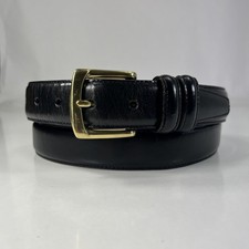 Waxed Full Grain Cowhide Black Dress Belt - Men's Size 35