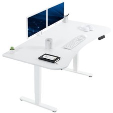 VIVO Electric 63" x 32" Stand Up Desk, White Table Top, White Frame