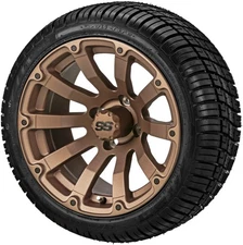(4) Golf Cart 215/35R12 Deli Radial Tires on 12x7 Matte Bronze Beast Wheels