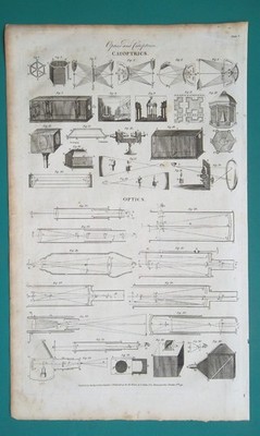 OPTICS Reflective Mirrors Telescopes Optical Tricks Camera Obscura - 1791 Print