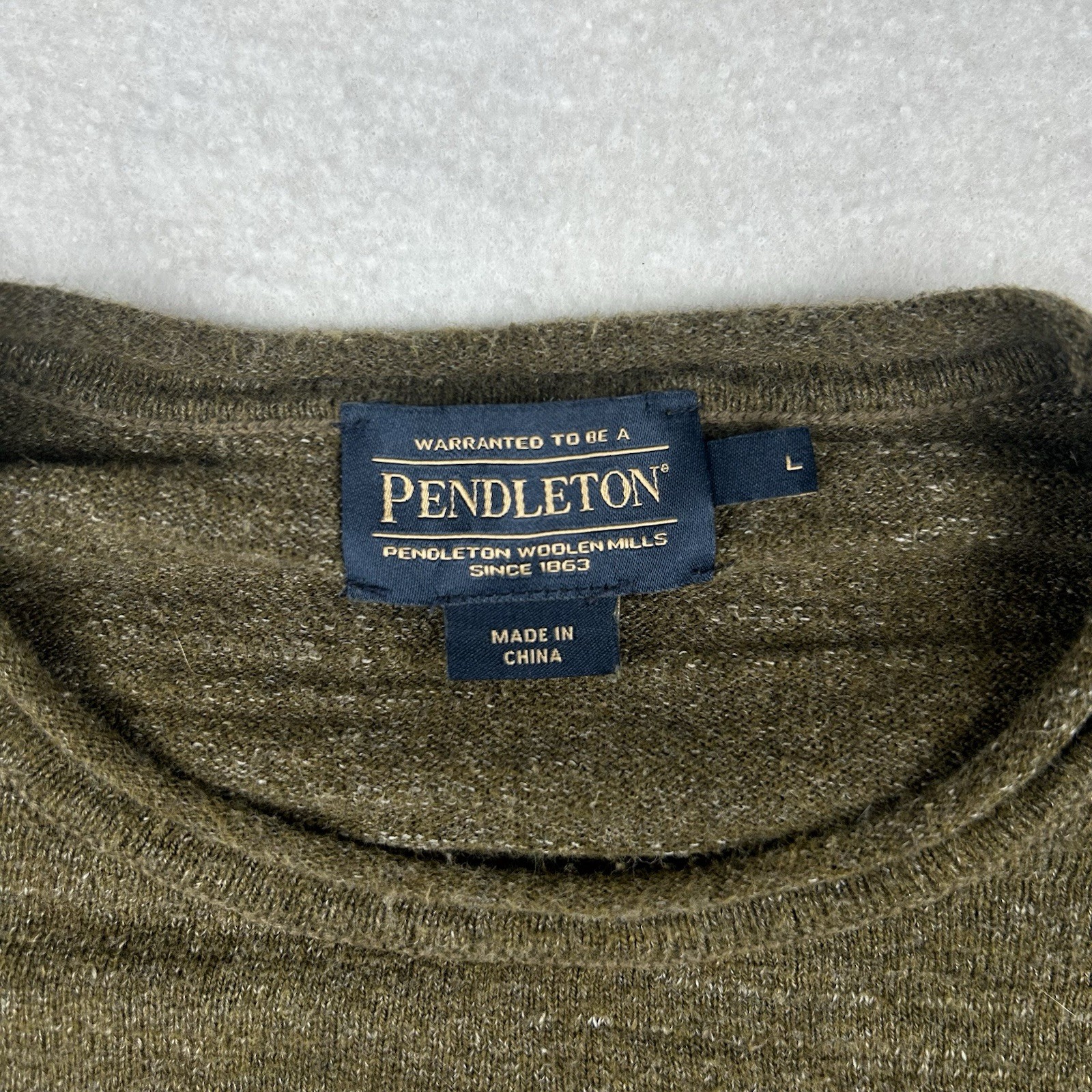 Pendleton Green Crew Neck Sweater Pullover Marled… - image 3