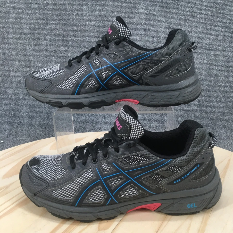 Asics Zapatos Mujer 8.5 Gel Venture 6 Tenis Gris Con Cordones Punta Redonda Deportivos T7G6Q Foto 2 de 4